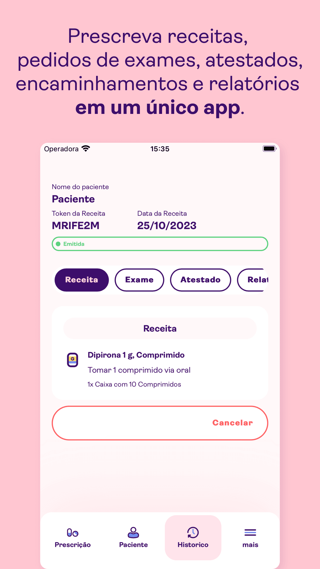 Wireframe de documentos médicos